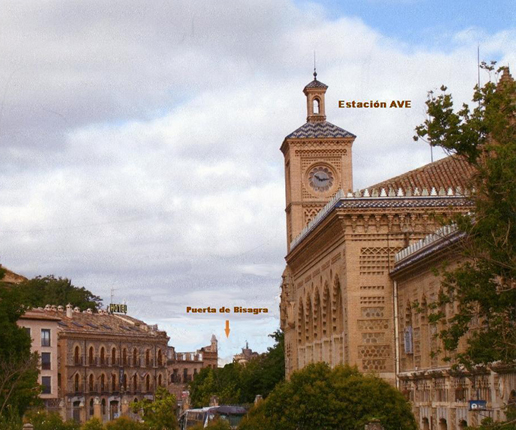 Vista de la estación del AVE de Toledo y el hotel en segundo plano